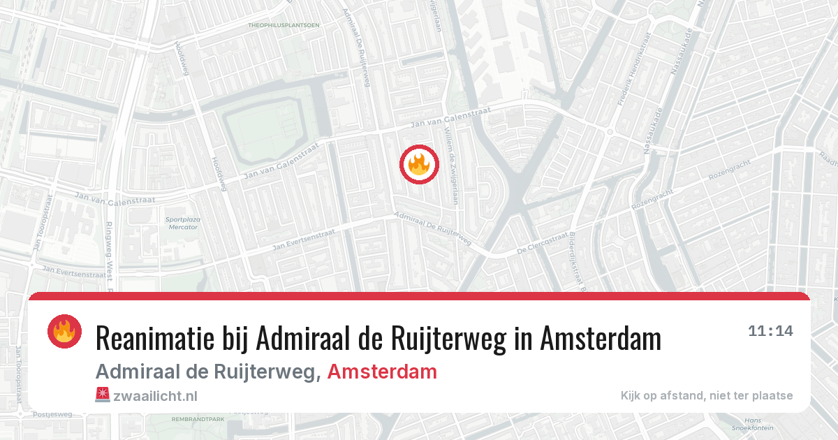 Reanimatie bij Admiraal de Ruijterweg in Amsterdam — 5 aug 2026
