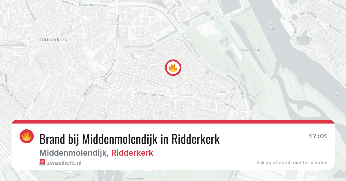 Brand bij Middenmolendijk in Ridderkerk — 1 aug 2026
