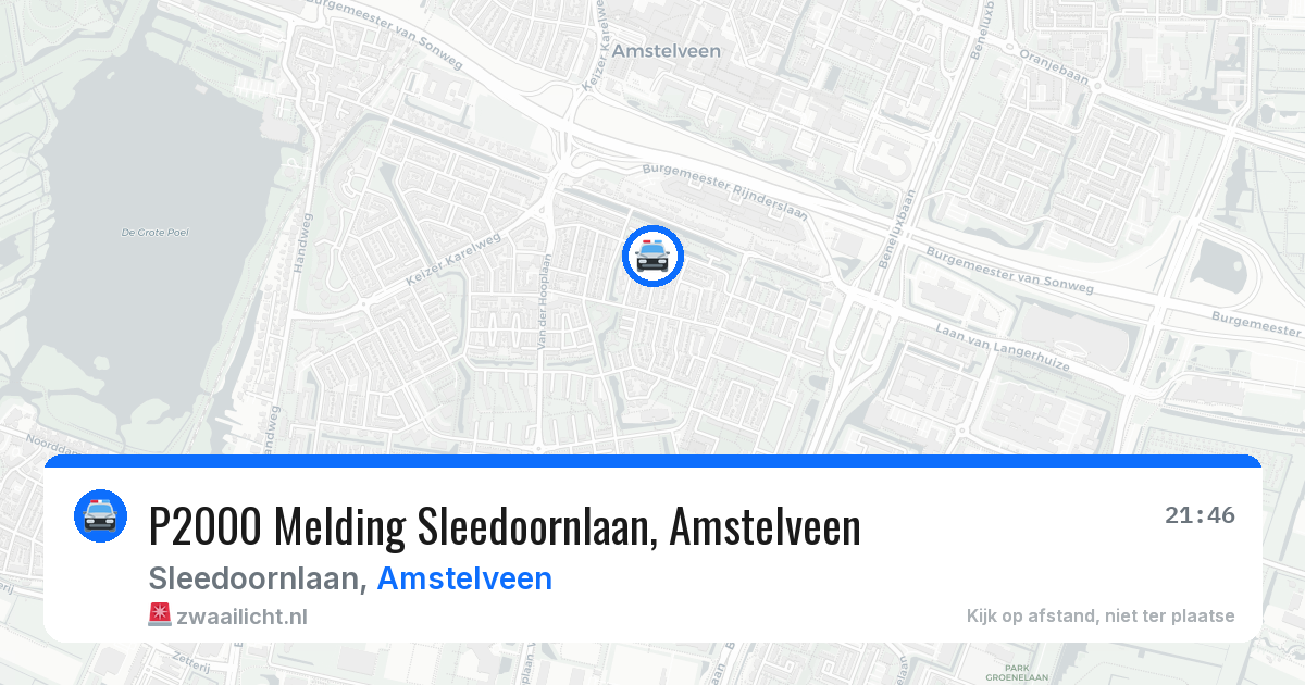 P2000 Melding Sleedoornlaan, Amstelveen — 12 aug 2026