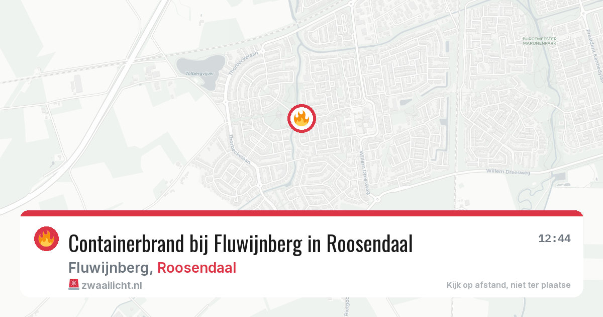 Containerbrand bij Fluwijnberg in Roosendaal — 30 apr 2026