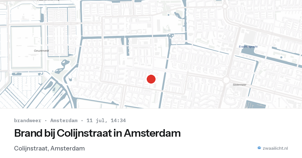 Brand bij Colijnstraat in Amsterdam — 11 jul 2026