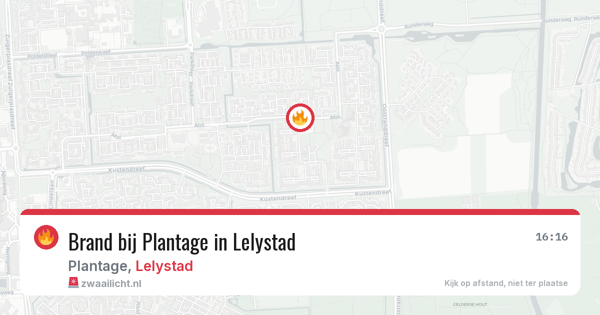 Brand bij Plantage in Lelystad — 13 aug 2026