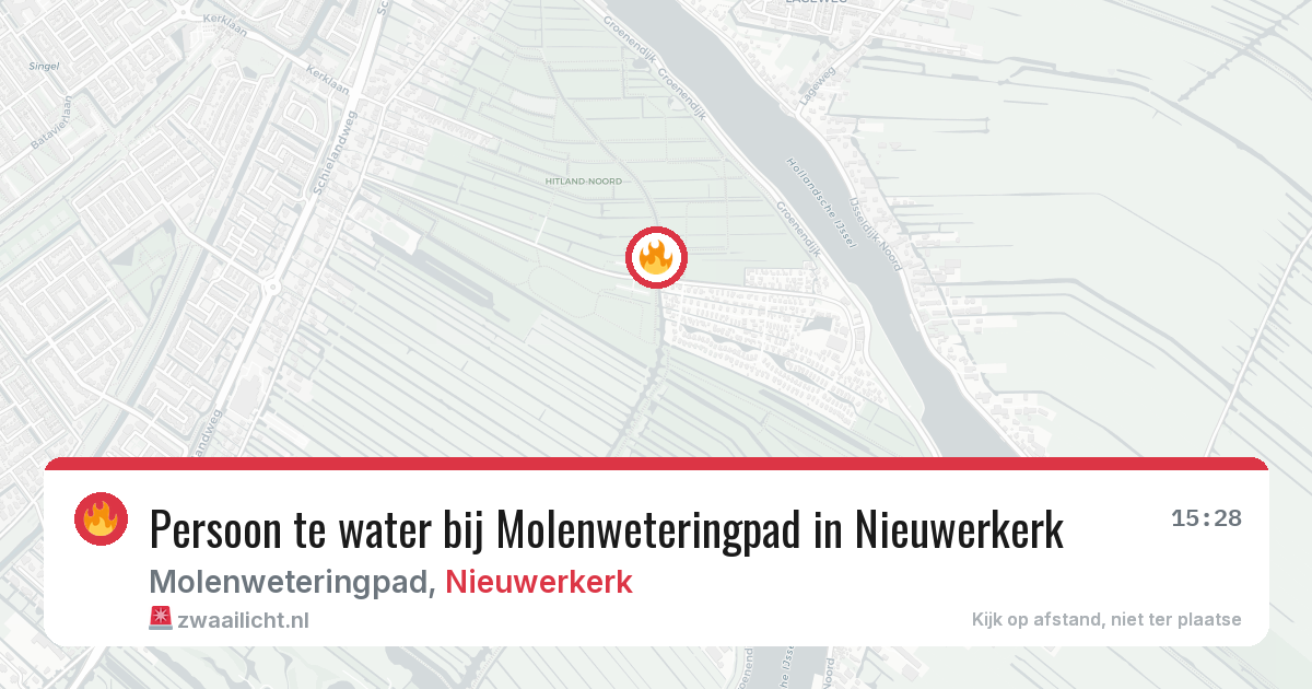 Persoon te water bij Molenweteringpad in Nieuwerkerk — 26 jun 2026