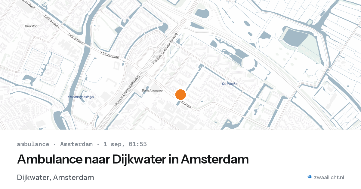 Ambulance naar Dijkwater in Amsterdam — 31 aug 2026