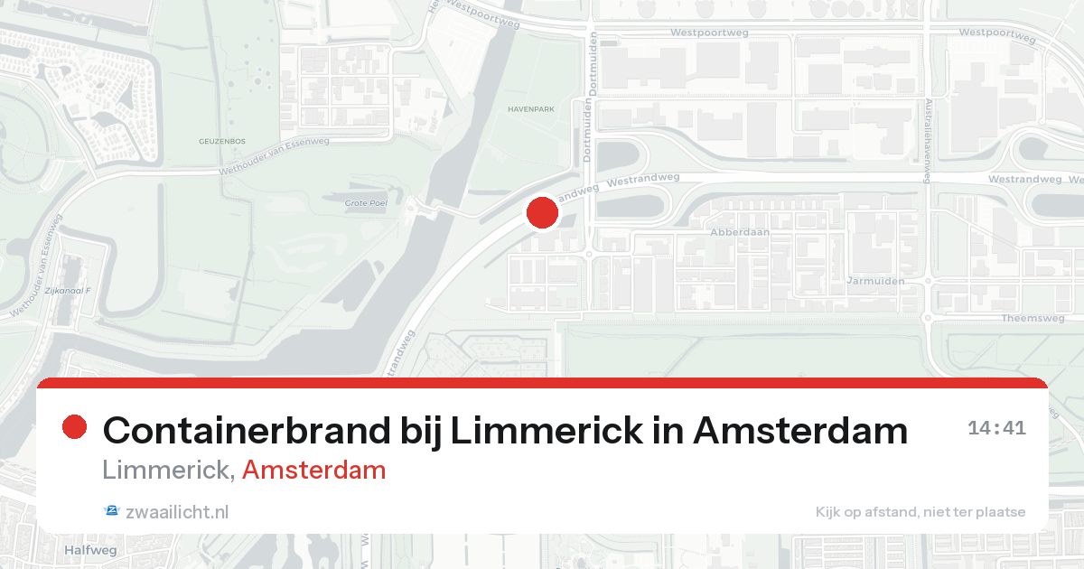 Containerbrand bij Limmerick in Amsterdam — 16 aug 2026