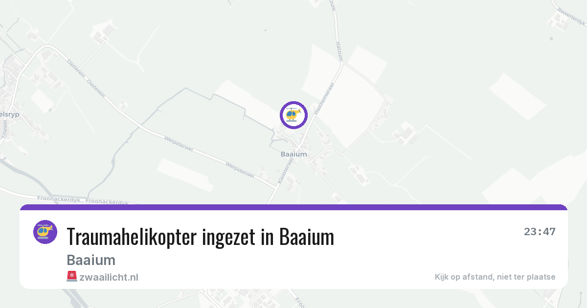 Traumahelikopter ingezet in Baaium — 14 mrt 2026 | 🚨 Zwaailicht.nl