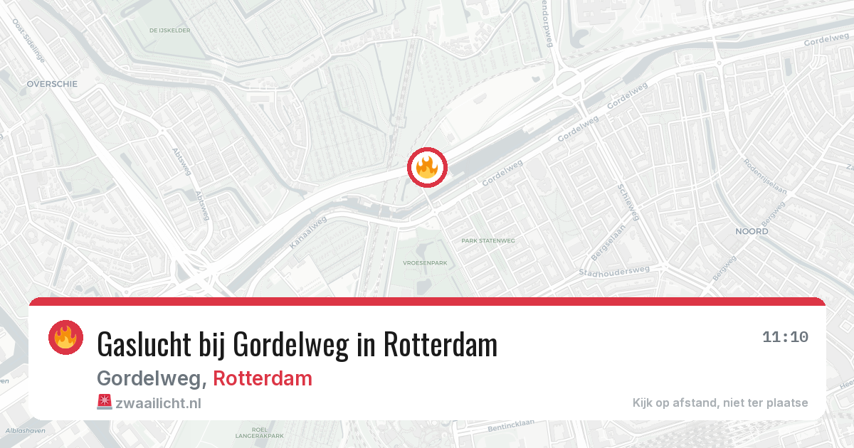 Gaslucht bij Gordelweg in Rotterdam — 17 jul 2026