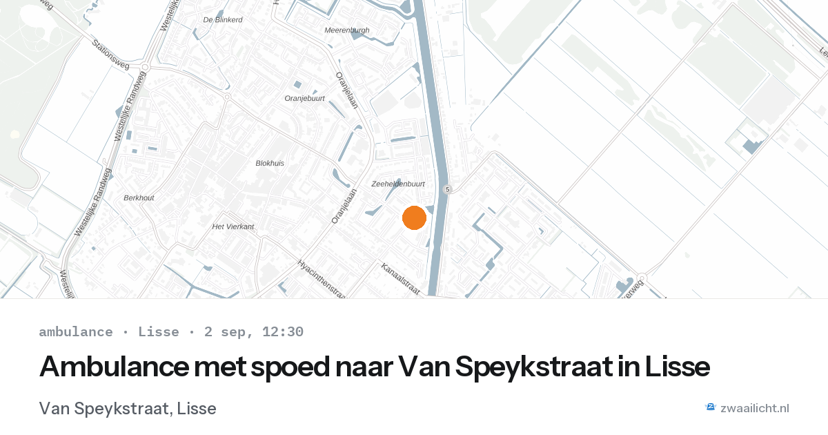 Ambulance met spoed naar Van Speykstraat in Lisse — 2 sep 2026