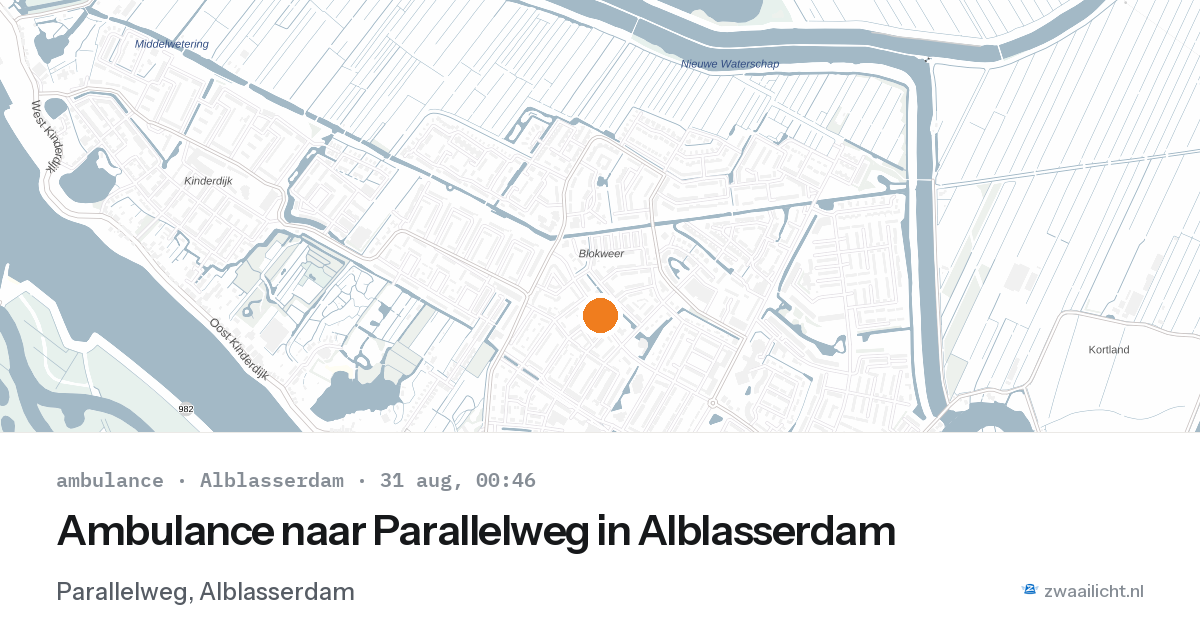 Ambulance naar Parallelweg in Alblasserdam — 30 aug 2026