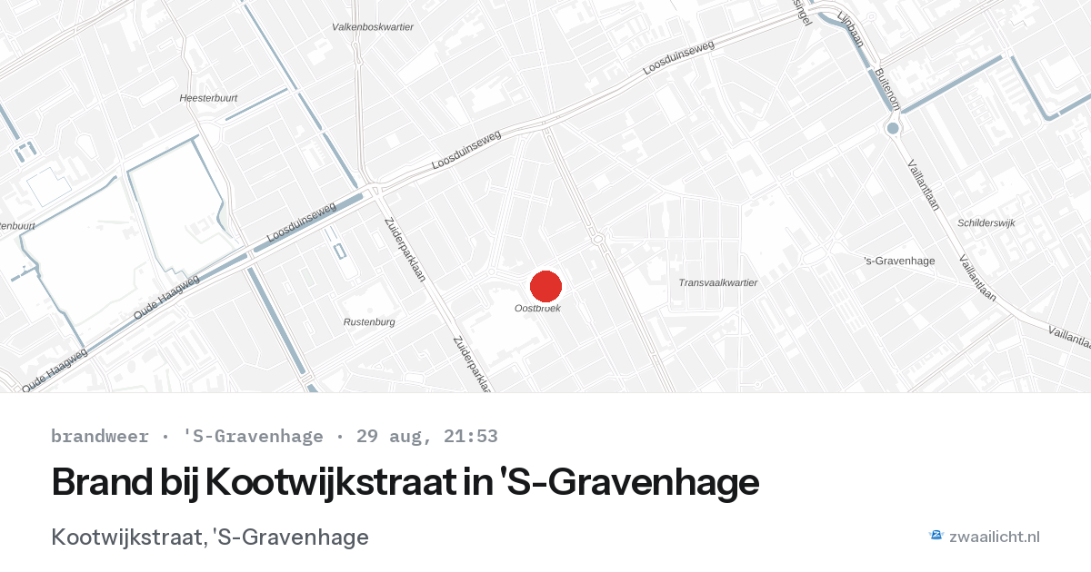 Brand bij Kootwijkstraat in 'S-Gravenhage — 29 aug 2026