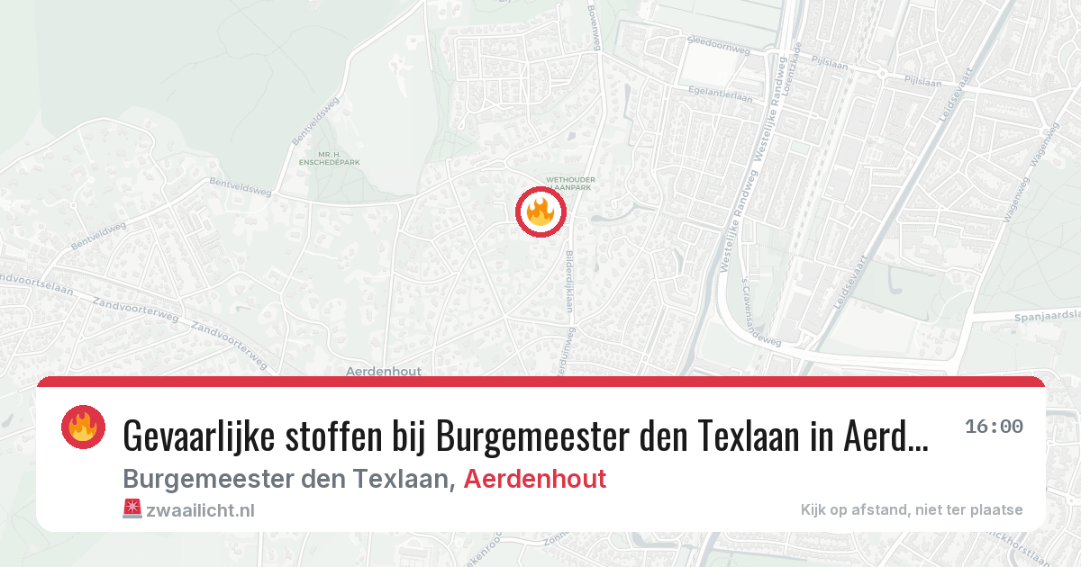 Gevaarlijke stoffen bij Burgemeester den Texlaan in Aerdenhout — 3 jul 2026