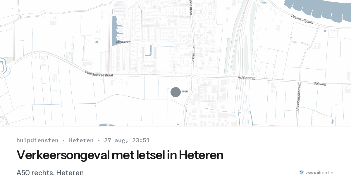 Verkeersongeval met letsel in Heteren — 27 aug 2026