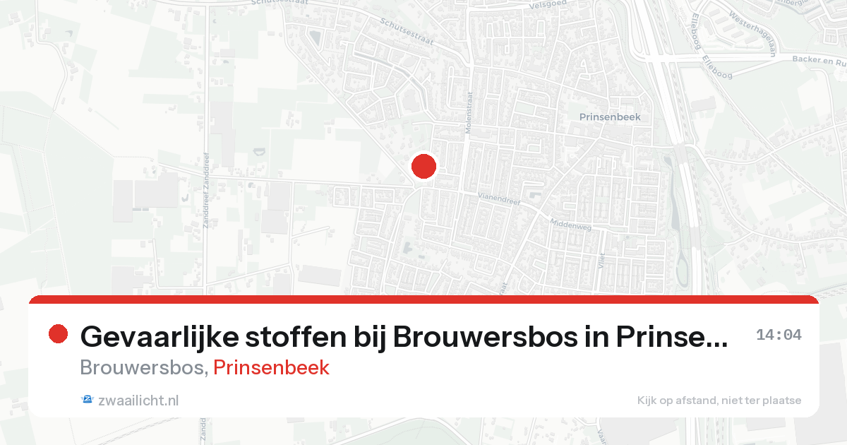 Gevaarlijke stoffen bij Brouwersbos in Prinsenbeek — 15 aug 2026