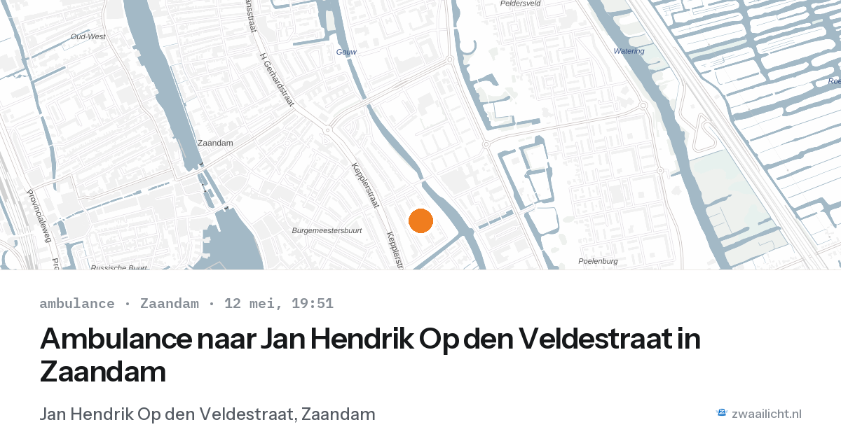 Ambulance naar Jan Hendrik Op den Veldestraat in Zaandam — 12 mei 2026
