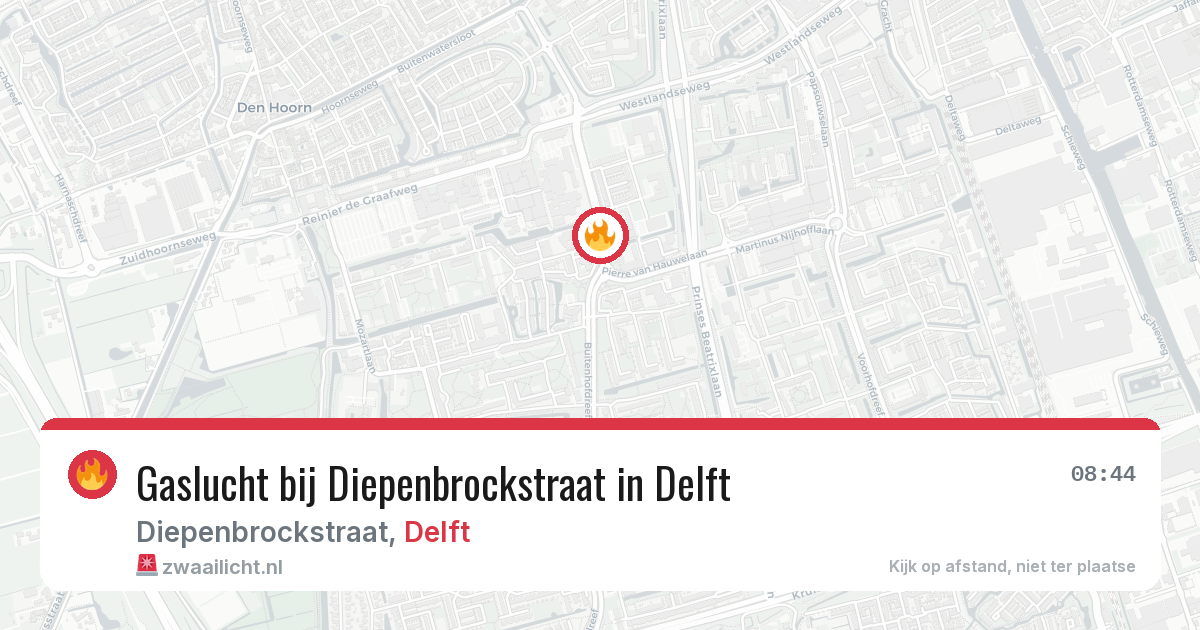 Gaslucht bij Diepenbrockstraat in Delft — 21 mei 2026