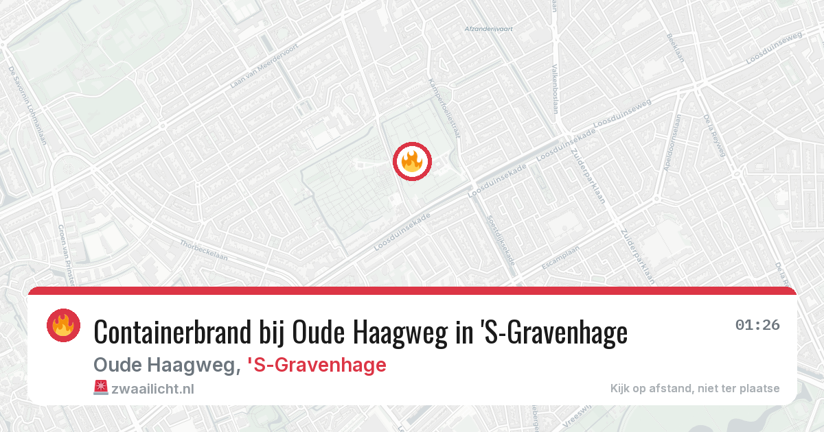 Containerbrand bij Oude Haagweg in 'S-Gravenhage — 16 jul 2026