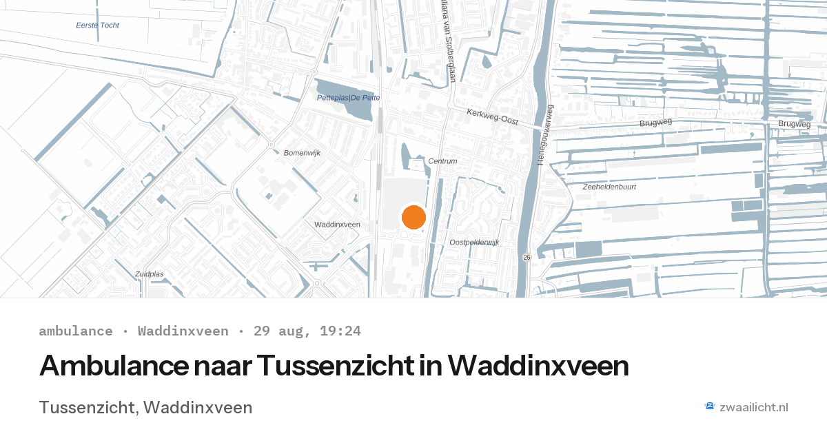 Ambulance naar Tussenzicht in Waddinxveen — 29 aug 2026