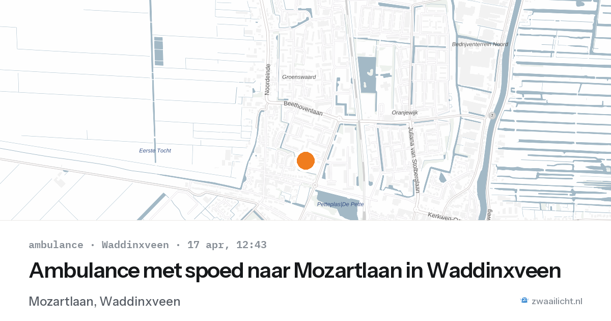 Ambulance met spoed naar Mozartlaan in Waddinxveen — 17 apr 2026
