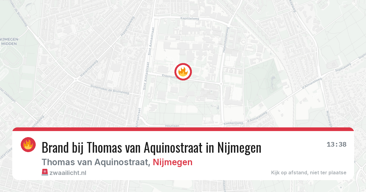 Brand bij Thomas van Aquinostraat in Nijmegen — 11 aug 2026