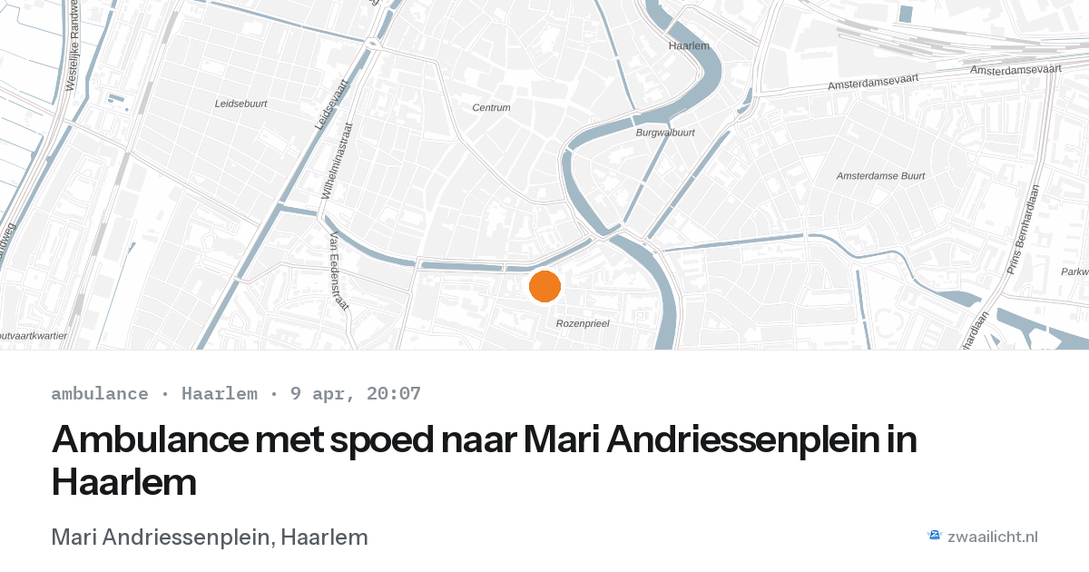 Ambulance met spoed naar Mari Andriessenplein in Haarlem — 9 apr 2026