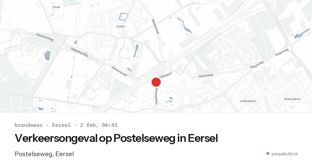 Verkeersongeval op Postelseweg in Eersel — 2 feb 2026