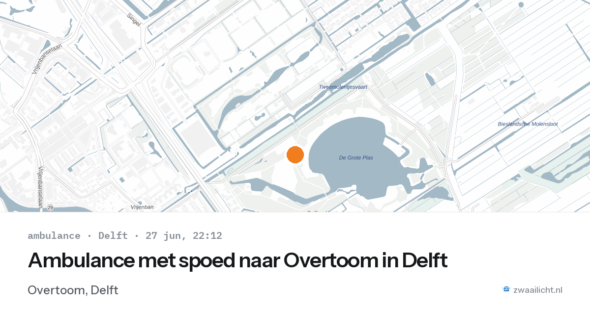 Ambulance met spoed naar Overtoom in Delft — 27 jun 2026