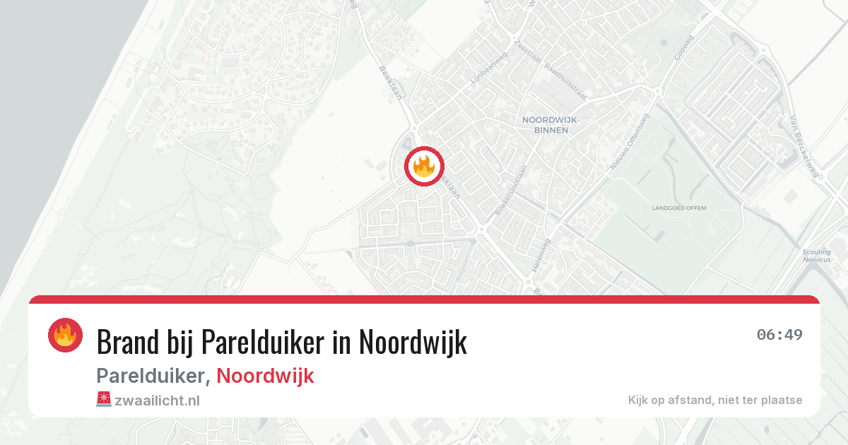 Brand bij Parelduiker in Noordwijk — 22 mei 2026