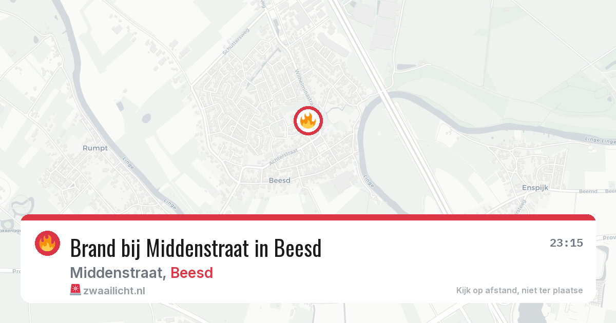 Brand bij Middenstraat in Beesd — 4 aug 2026