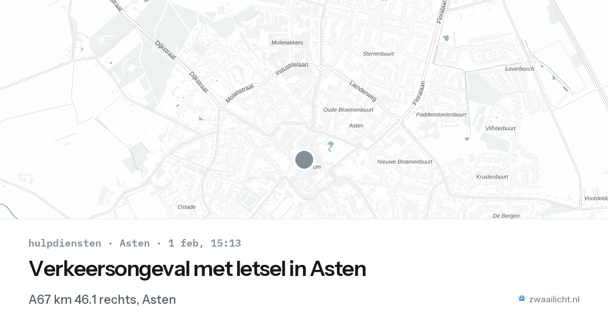 Verkeersongeval met letsel in Asten — 1 feb 2026