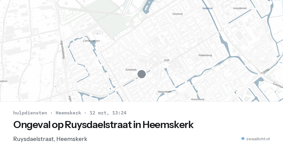 Ongeval op Ruysdaelstraat in Heemskerk — 12 mrt 2026