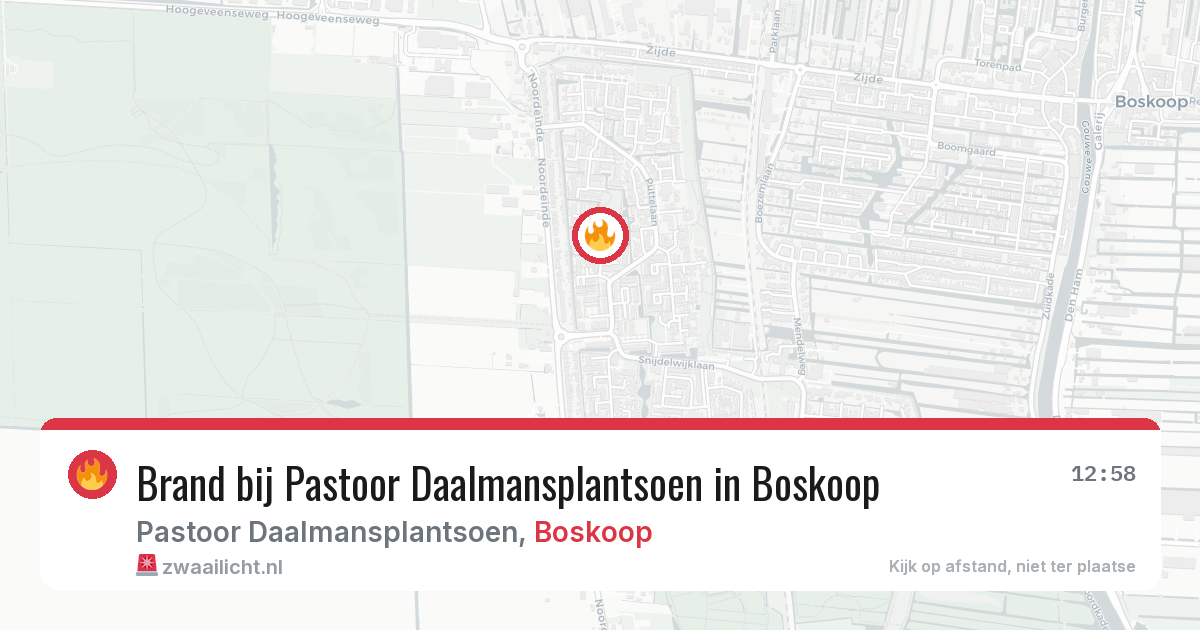 Brand bij Pastoor Daalmansplantsoen in Boskoop — 27 mei 2026