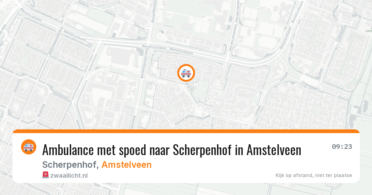 Ambulance met spoed naar Scherpenhof in Amstelveen — 23 mei 2026