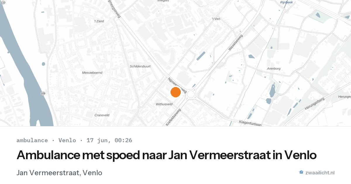 Ambulance met spoed naar Jan Vermeerstraat in Venlo — 16 jun 2026