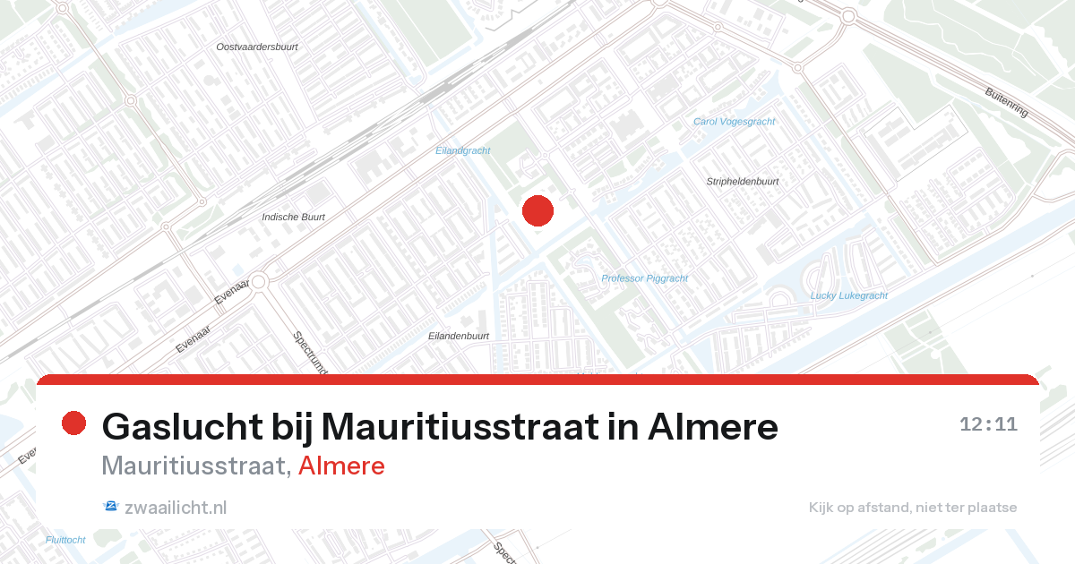 Gaslucht bij Mauritiusstraat in Almere — 11 mei 2026