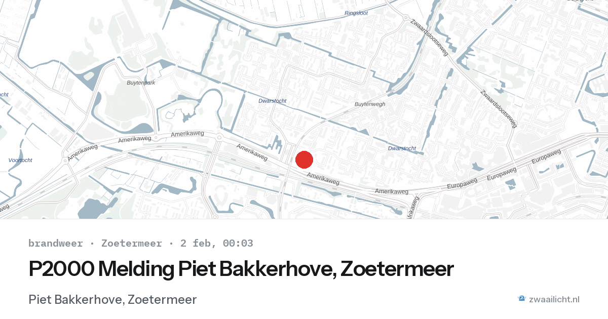 P2000 Melding Piet Bakkerhove, Zoetermeer — 1 feb 2026