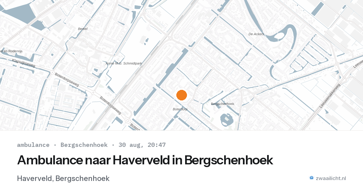Ambulance naar Haverveld in Bergschenhoek — 30 aug 2026