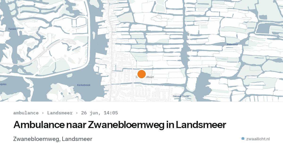 Ambulance naar Zwanebloemweg in Landsmeer — 26 jun 2026