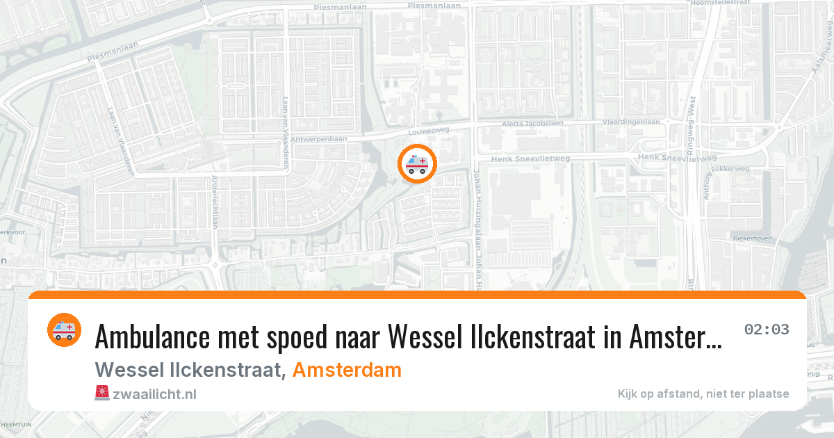 Ambulance met spoed naar Wessel Ilckenstraat in Amsterdam — 20 jun 2026