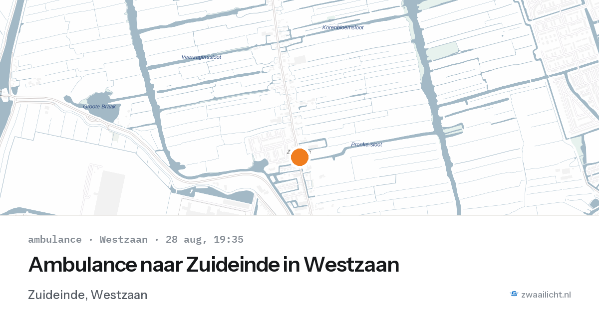 Ambulance naar Zuideinde in Westzaan — 28 aug 2026