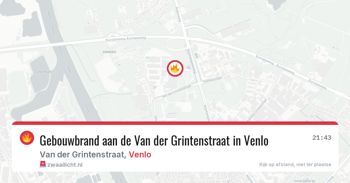 Gebouwbrand aan de Van der Grintenstraat in Venlo — 5 mei 2026