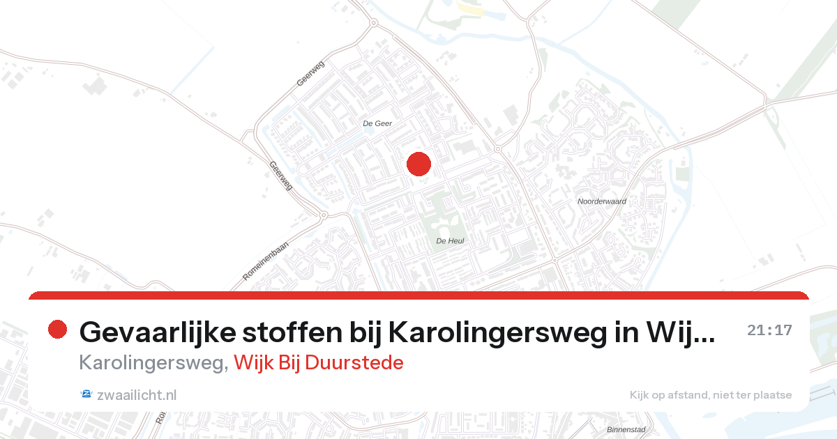Gevaarlijke stoffen bij Karolingersweg in Wijk Bij Duurstede — 26 aug 2026