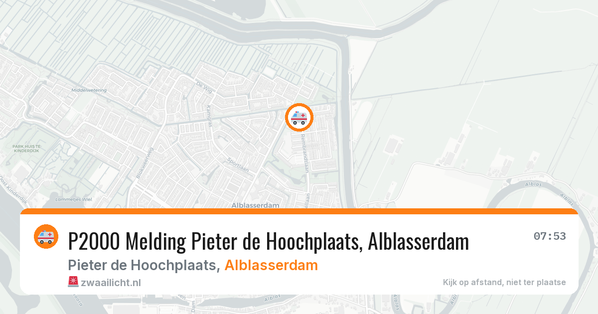 P2000 Melding Pieter de Hoochplaats, Alblasserdam — 27 feb 2026