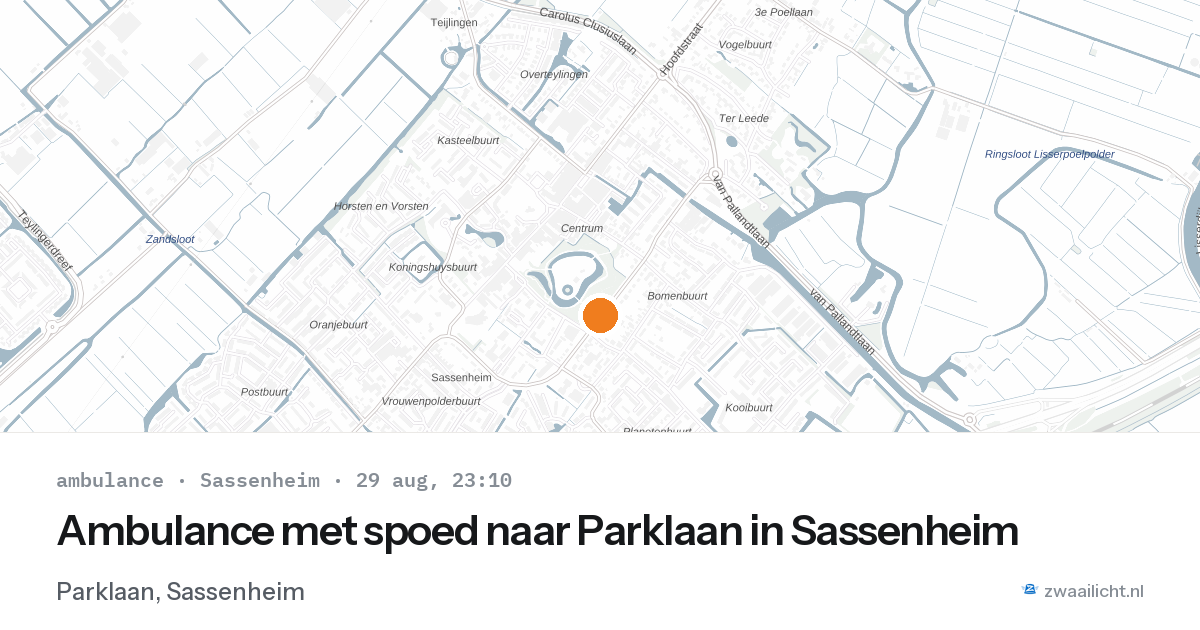 Ambulance met spoed naar Parklaan in Sassenheim — 29 aug 2026