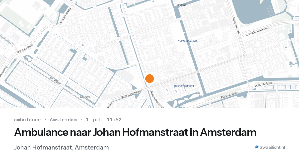 Ambulance naar Johan Hofmanstraat in Amsterdam — 1 jul 2026