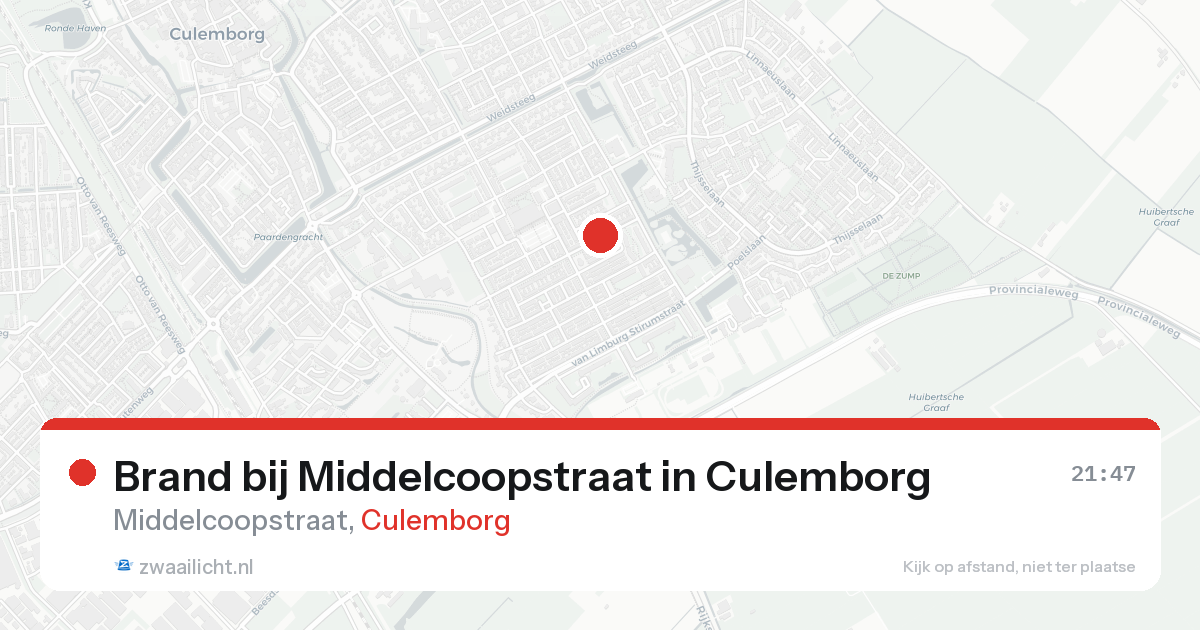 Brand bij Middelcoopstraat in Culemborg — 20 aug 2026