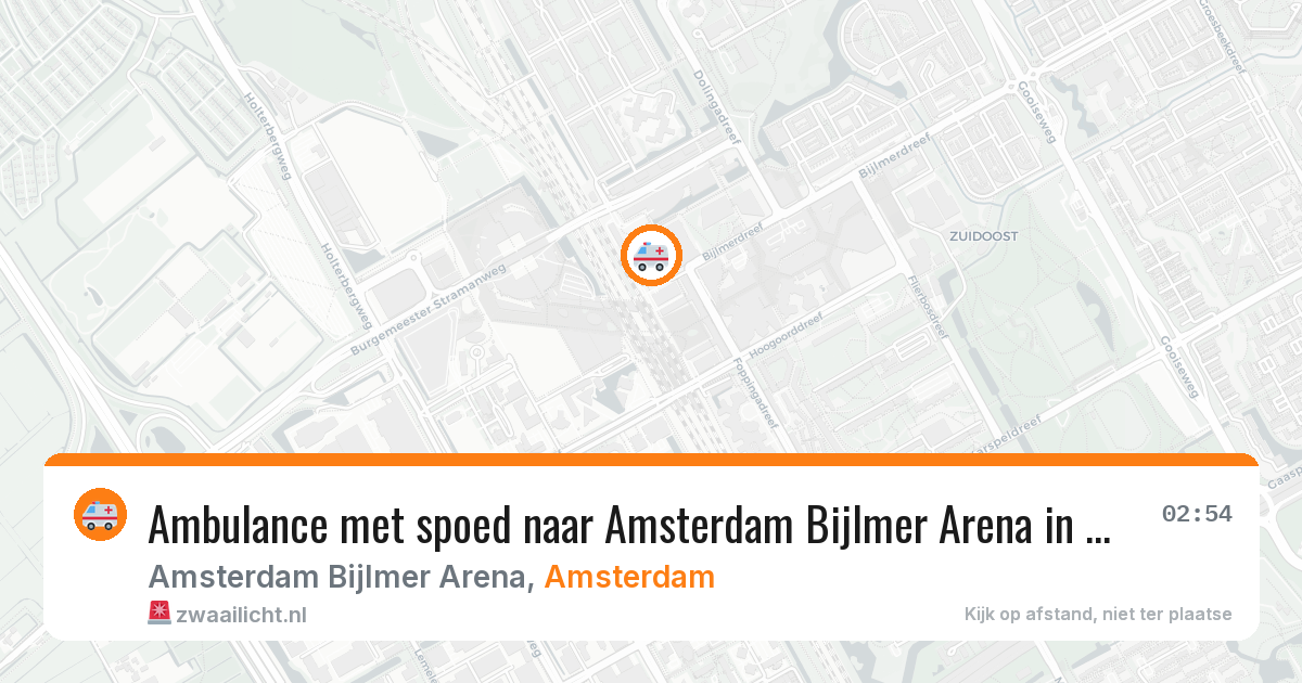 Ambulance met spoed naar Amsterdam Bijlmer Arena in Amsterdam — 30 apr 2026