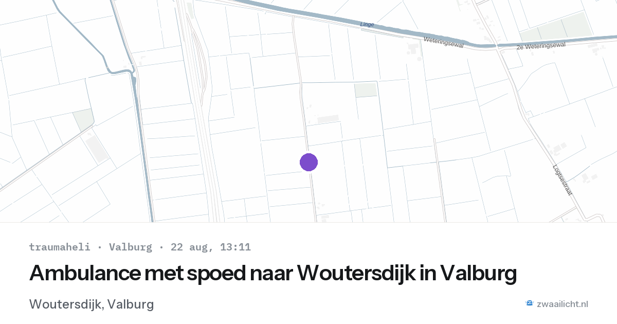 Ambulance met spoed naar Woutersdijk in Valburg — 22 aug 2026