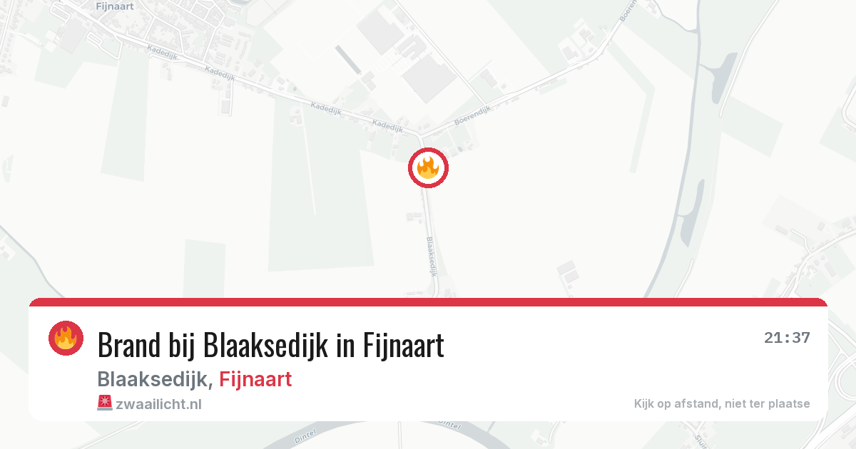 Brand bij Blaaksedijk in Fijnaart — 29 jul 2026