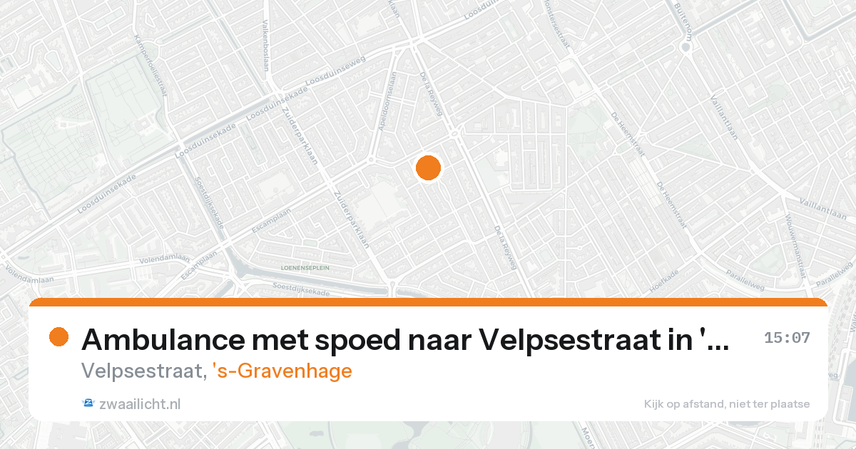 Ambulance met spoed naar Velpsestraat in 's-Gravenhage — 16 aug 2026