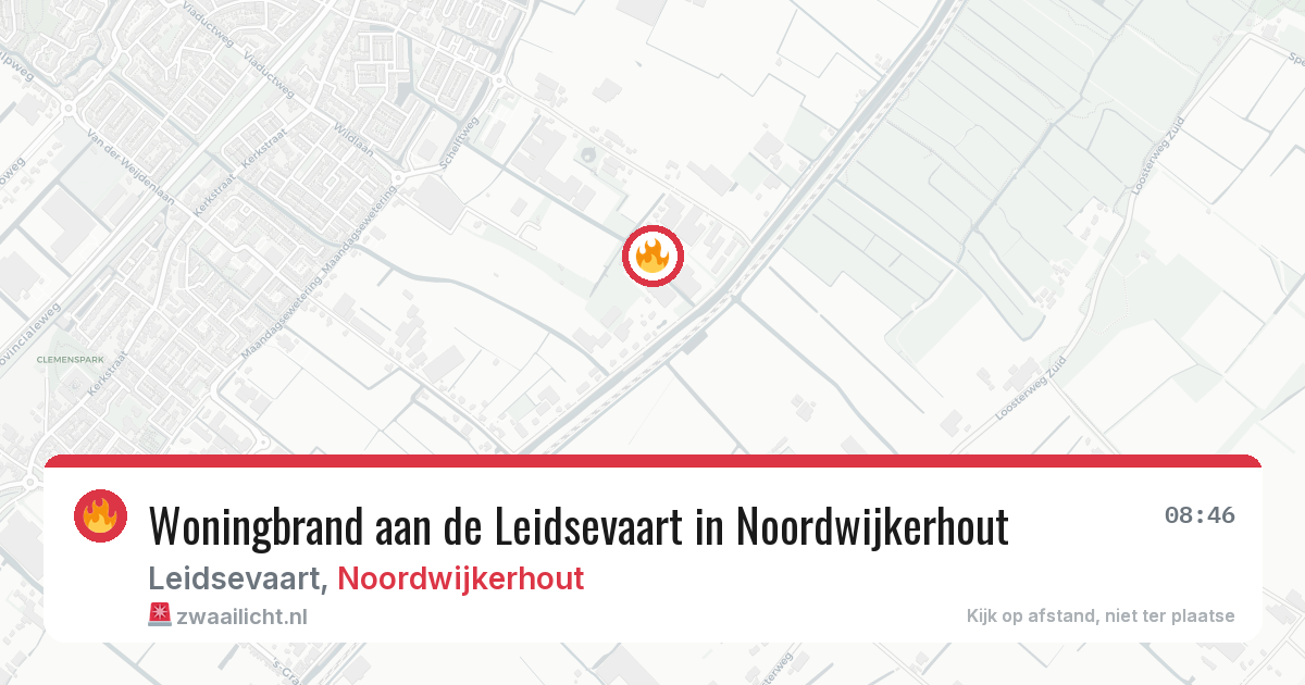 Woningbrand aan de Leidsevaart in Noordwijkerhout — 19 jun 2026